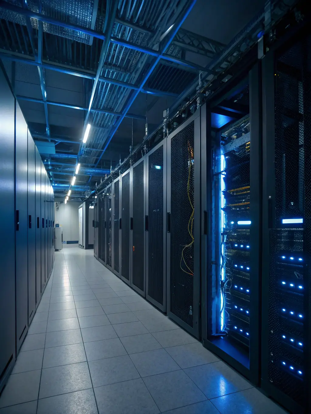 A large enterprise data center with rows of servers, emphasizing TCE Tech's expertise in enterprise-level IT infrastructure.